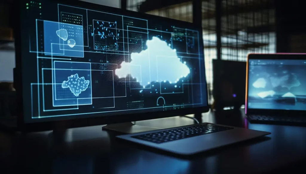 Cloud platform displayed on laptop screen